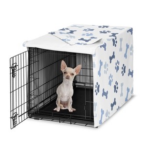 Sweet Jojo Designs Dog Crate Kennel Cover 24in. Paw and Bone Navy Blue and White - 1 of 4