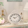 Aoibox Vintage Table Clock on Stand, French Rustic Style Mantel Clock, Metal Frame Antique White Finish, Farmhouse, Bedroom, Living Room Decor - 3 of 4