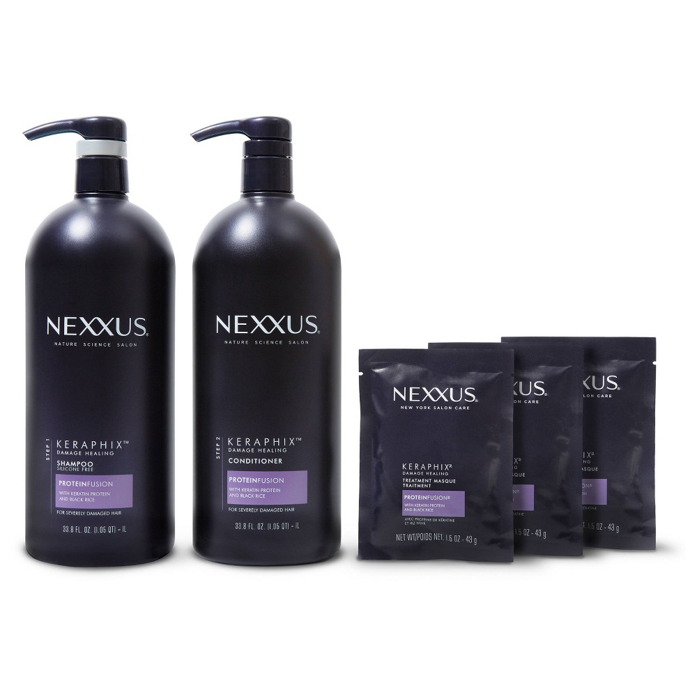 Nexxus Keraphix Damage Healing Shampoo + Conditioner + 3 Masque 3 Ct/33.8 Fl Oz