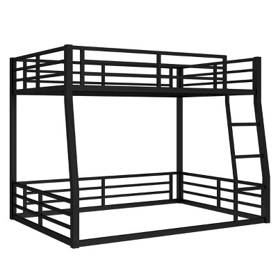 TopComfy Beds Metal Full XL over Queen Bunk Bed Teens Bed Space Saving Noise Reduced No Box Spring Needed for Bedroom, Black, 63"*63.7"*91.04"