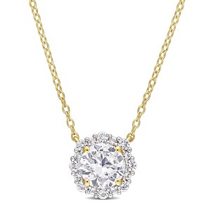 EVERLY JEWELRY | Yellow Plated Sterling Silver 1 7/8 CT TGW Created White Sapphire Necklace With Chain, 17-inch - 1 of 4