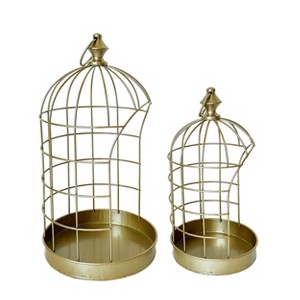 VIP Metal 15.5 in. Gold Open Cage Lantern Set of 2 - 1 of 2