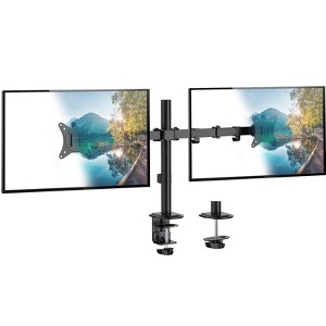 Mount-It! Dual Monitor Desk Mount, Dual Monitor Arm Fits 2 Monitors max. 32" / 19.8 Lbs., Full Motion Adjustment Monitor Mount with C-Clamp, Black - 1 of 4