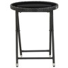 vidaXL Tea Table Black 23.6 in. Poly Rattan and Tempered Glass - 2 of 4