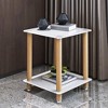 Dolonm Modern 2-Tier Side Table Set, White & Oak End Table w/Wheels & Storage Shelf, 17.7" Night Stand for Living Room/Bedroom - 3 of 4