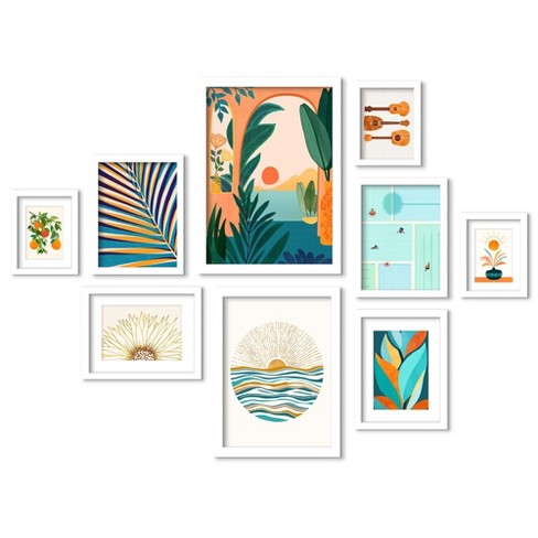 Set Of 9 Matted Framed Prints Gallery Wall Art Set - Sunny Boho Bliss ...
