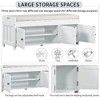 PAGED Rustic Storage Bench with Adjustable Shelf, 3 Shutter-shaped Doors Storage Ottoman, Entryway Bench, Shoe Bench with Removable Cushion - 3 of 4