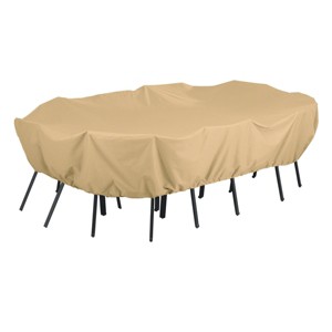 Classic Accessories 128" Terrazzo Water Resistant Patio Table & Chair Set Cover - Tan: Durable Outdoor Protection - 1 of 4