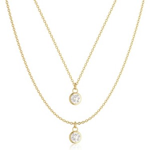 Dainty CZ Necklace 14K Gold Silver Plated Simple Trendy Jewelry for Women - 1 of 4