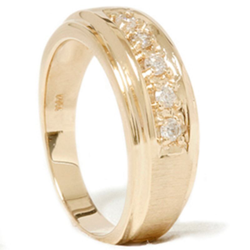 Pompeii3 Ladies 14K Yellow Gold 1/6ct Diamond Wedding Ring, 2 of 5