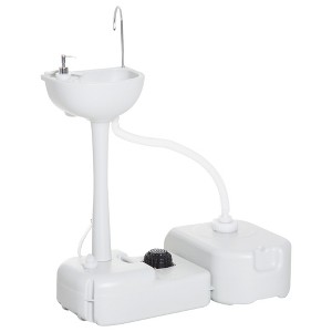 kleankin Portable Camping Sink Hand Wash Station Basin 4.5 Gallon Tank 6.3 Gallon Recovery Tank & Soap Dispenser for RV, Outdoor, Indoor, HDPE, White - 1 of 4