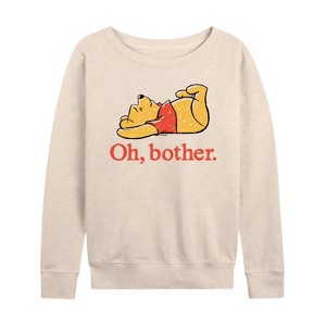 Women's - Winnie the Pooh - Oh, Bother Lightweight French Terry Wide Neck Long Sleeve Shirt - 1 of 4