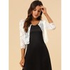 Allegra K Women's Elegant 3/4 Sleeve Sheer Floral Lace Cropped Bolero Shrugs - 3 of 4