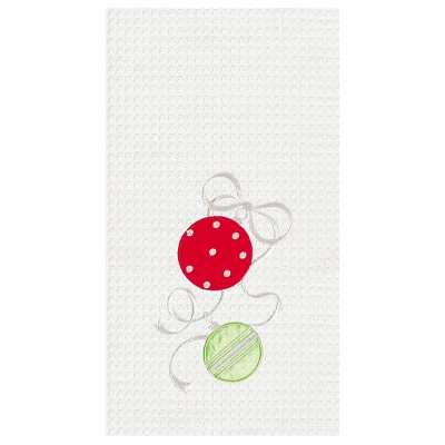 C&F Home Red & Green Ornament Waffle Weave Kitchen Towel