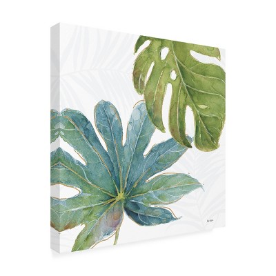 Tropical Blush VII 18x18 Teal and Green Outdoor Canvas Wall Art
