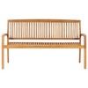 vidaXL Outdoor Patio Bench Stacking Patio Bench with Cushion Solid Wood Teak - 3 of 4