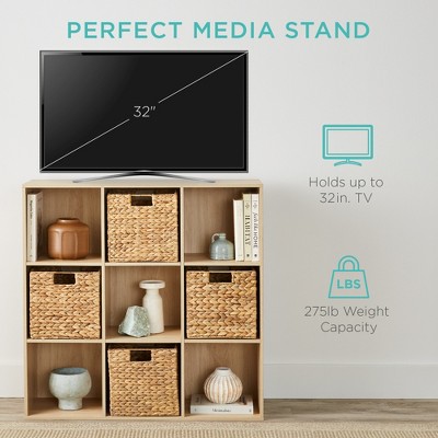 Light Oak 36" 9-Cube Storage Organizer with Removable Panels