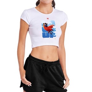 Women's Superman 2025 Superman Lois Look Up Cap Sleeve Baby Rib Crop Top - 1 of 4
