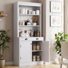 Garvee 71" 5-Tier Wooden Bookshelf - Storage Cabinet with Doors, Adjustable Shelves & Drawer, for Home Office/Living Room, White - 2 of 4