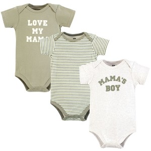 Hudson Baby Infant Boy Cotton Bodysuits, Sage Mamas Boy - 1 of 4