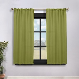 Classic Modern Solid Room Darkening Semi-Blackout Curtains, Rod Pocket, Set of 2 by Blue Nile Mills - 1 of 4