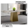 LeisureMod Quinix Modern Rectangular Dining Table for 4 to 8 People with Glass/Sintered Stone Top and Gold Stainless Steel Base - 4 of 4