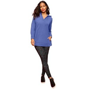 Roaman's Comfort+ Fleece V Neck Hooded Sweatshirt - 1 of 2