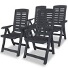 vidaXL 4 pcs Reclining Patio Chairs - Weather-Resistant, Foldable and Easy to Clean Outdoor Plastic Chairs in Anthracite - 2 of 4