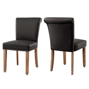 Subrtex Leather Anchor Studded Indoor Dining Chair Set of 2, Modern Mid-Century Home Chairs - 1 of 4
