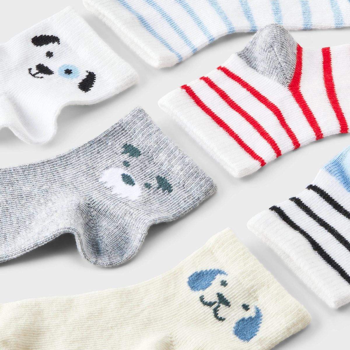 Toddler 6pk Puppy Striped Socks - Cat & Jack™ - thumbnail 3