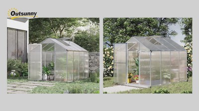 Outsunny 4' x 6' Polycarbonate Walk-In Greenhouse with Roof Vent