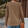 Women's Slub Knit Long Sleeve Henley Tee Top -Cupshe - 4 of 4