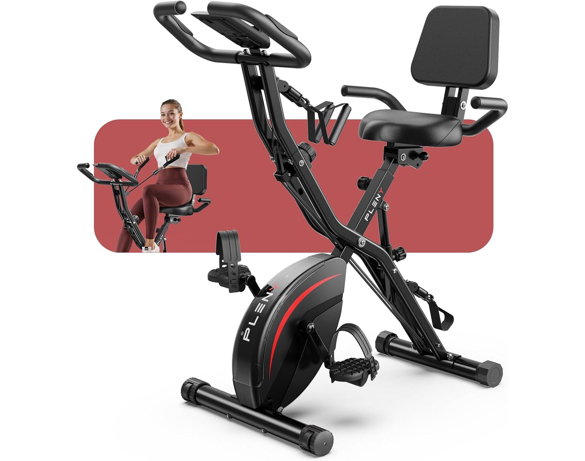 Folding Exercise Bike, 5 IN 1 Stationary Bikes for Home, 330LB Weight Capacity ,Indoor Workout Cycling Bike for Home Gym