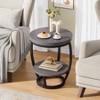 VANOMi 19.68" Round End Table 2 Tier Industrial Side Table Rustic - 2 of 4