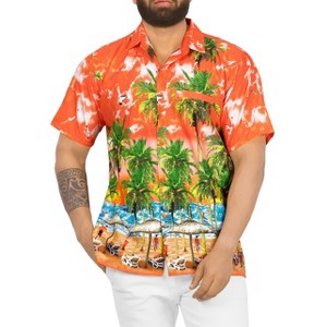 LA LEELA Men's Hawaiian Shirts Short Sleeve Button Down Shirt Mens Hawaii Shirts Boho Holiday Casual Summer Beach Shirts for Men Funny - 1 of 4