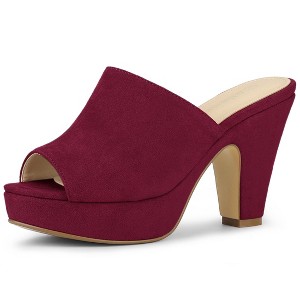 Allegra K Women's Open Toe Platform Chunky Heel Slides Sandals - 1 of 4