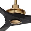 Casa Vieja 52" Windspun Modern Indoor Ceiling Fan 3 Blade Remote Control Soft Brass Finish Motor Matte Black Finish Wood Blades Bedroom Living Room - 3 of 4