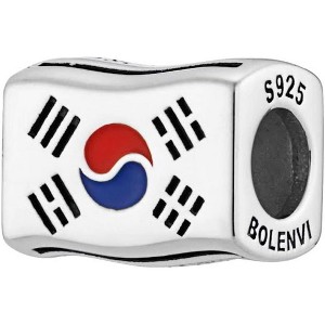 Sterling Silver Travel Charm - World Flags Country Bead for Bracelets, Gift for Mom & Daughter - 1 of 4