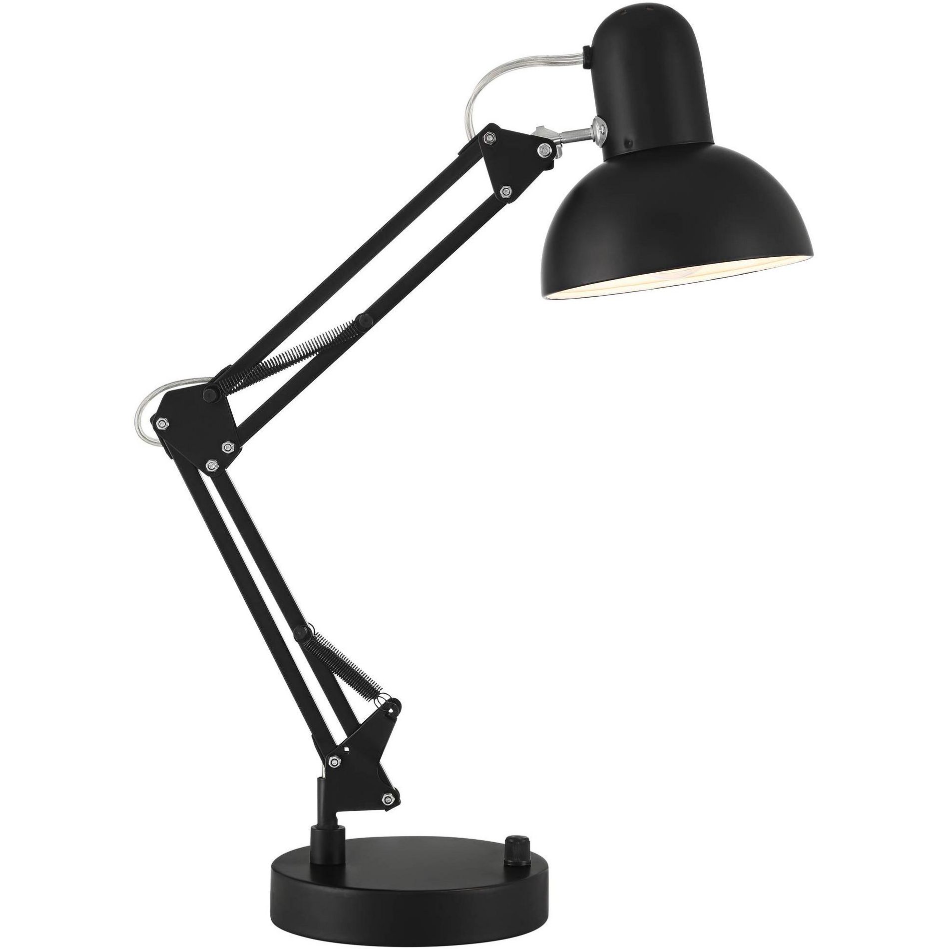 360 Lighting Wyatt 25" High Modern Desk Lamp USB Port Architect Adjustable Height Black Finish Metal Single Home Office Living Room Charging Bedroom