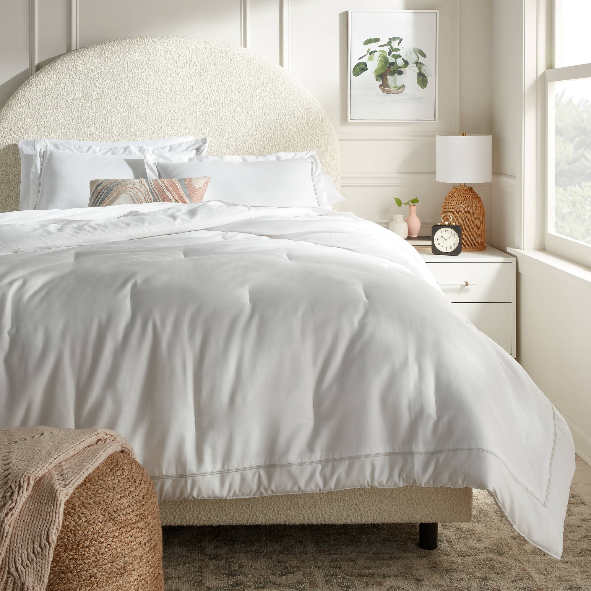 3pc King Luxe Embroidered Border Comforter and Sham Set White/Light Teal Green - Threshold™