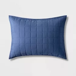 Box Stitch Microfiber Sham Navy - Pillowfort™