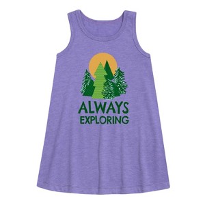 Girls' - Instant Message - Always Exploring Graphic Sleeveless Aline Dress - 1 of 4