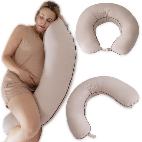 Pharmedoc Crescent Pregnancy Pillows, Maternity and Nursing Pillow for Breast Feeding - Cooling Cover