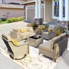 XIZZI 8PCS Furniture Set, Modular Sectional Sofa with Swivel Rocking Chairs and Side Table, Outside Coversation Set with Solar Coffee Table - 3 of 4