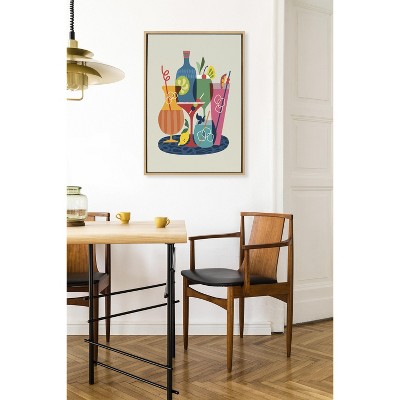 Mid Century Modern Cocktails Framed Canvas Print, 23x33, Natural