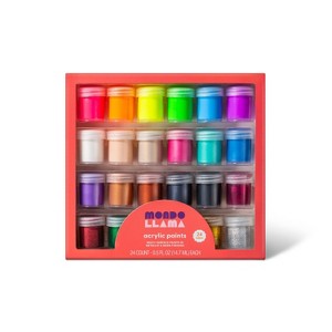 24ct Acrylic Paint Set Metallic/Neon/Glitter - Mondo Llama™: Non-Toxic Craft Paints for Kids, Water-Based, Multicolor - 1 of 4
