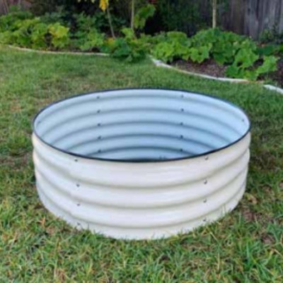 Pearl White Round Metal Raised Garden Bed for Outdoor Spaces