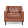 33" Fabric Contemporary Club Chair with Button-Tufted Diamond Stitch, Sloped Arms and Birch Wood Legs - 2 of 4