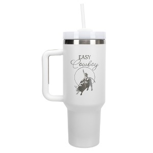 100 North Easy Cowboy Bucking Bull Rider 8 Second Ride Wrap-Around 40 Oz. Stainless Steel Water Bottle Coffee Mug, Spill & Leak Resistant, Travel - 1 of 4
