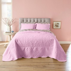 BrylaneHome Lily Damask Bedspread Bedding Collection - 1 of 4